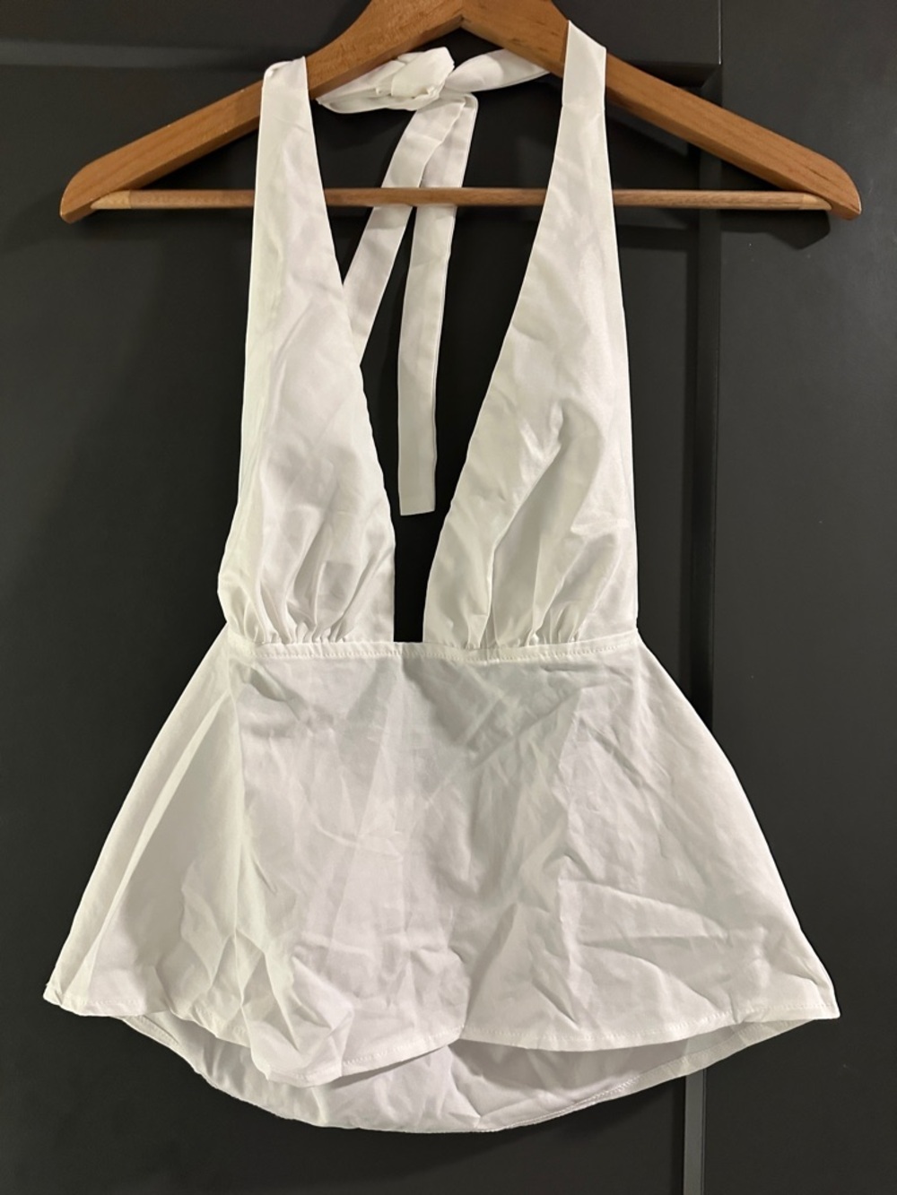 White Halter Peplum Top